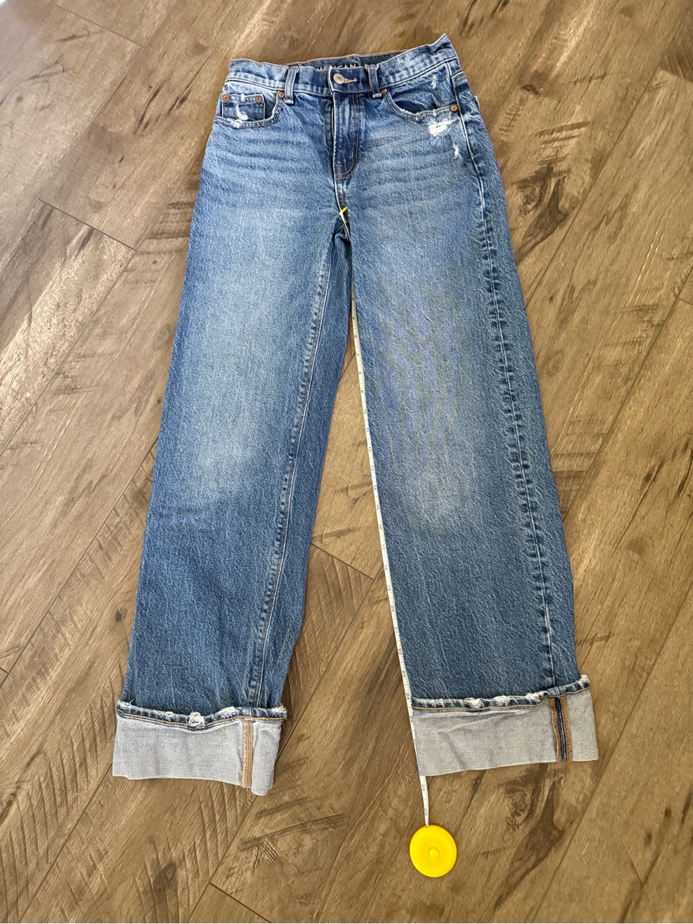 American Eagle Blue Denim Jeans Cuffed Hem